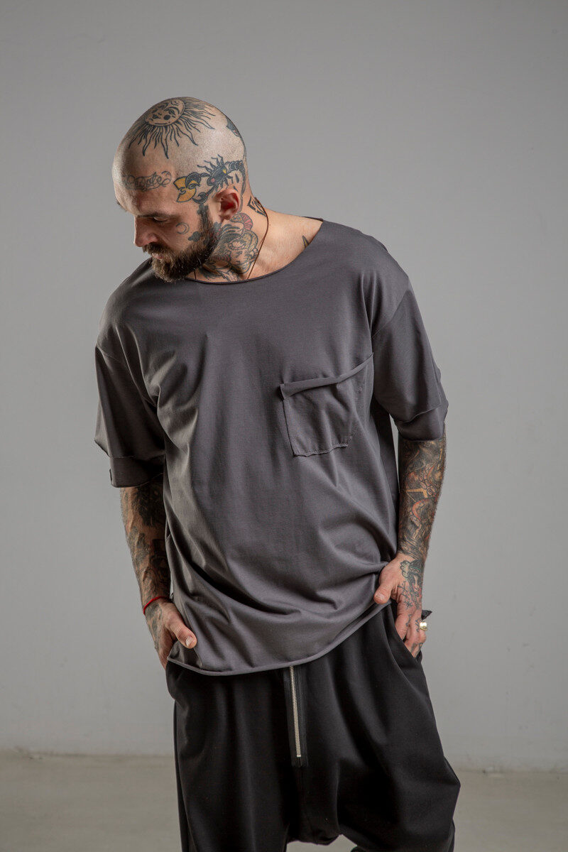 Delcane tshirt z dwoma rekawkami tokyo gray man przod 3m
