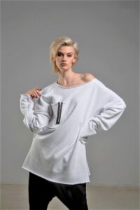 bluza oversize delcane biala TOKYO white przod 1m