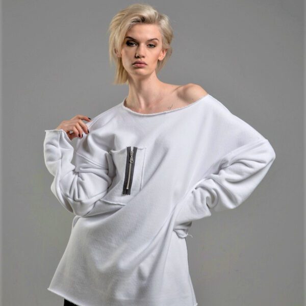 bluza oversize delcane biala TOKYO white przod 1m