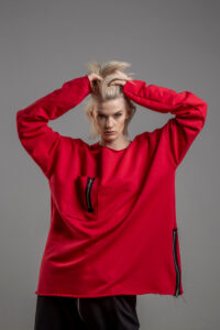 czerwona bluza delcane oversize cotton TOKYO red przod 1m