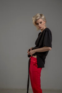czerwone spodnie cotton delcane tokyo red bok 3m