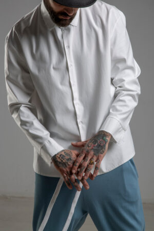 delcane biała koszula TOKYO white men przod detal 1m