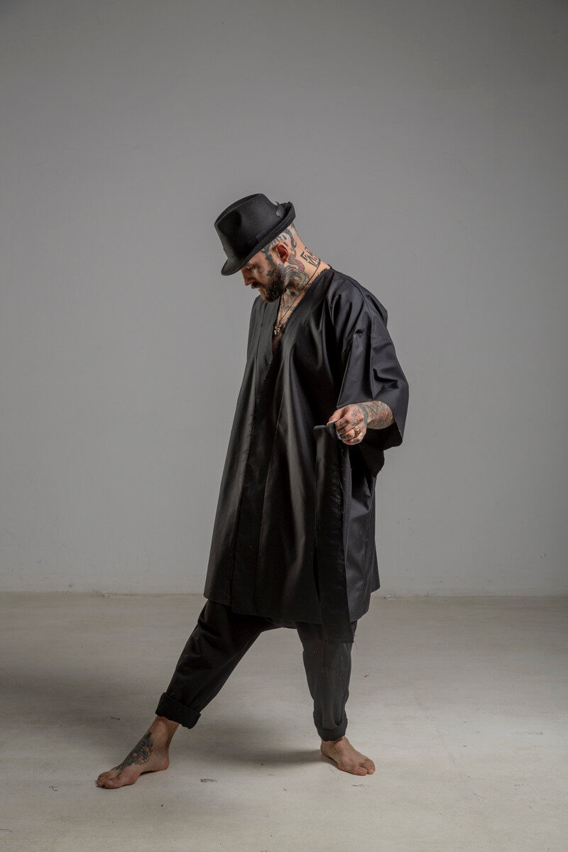 delcane kimono jedwabne TOKYO black him bok prawy 1m