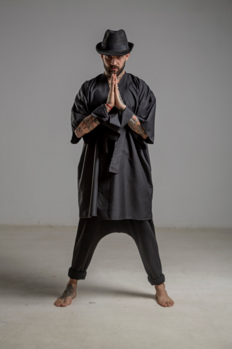 delcane kimono jedwabne TOKYO black him przod 1m delcane kimono jedwabne TOKYO black him przod 1m