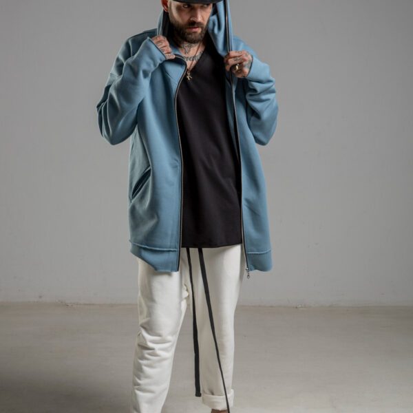delcane niebieska bluza z kapturem TOKYO blue man przod 1m