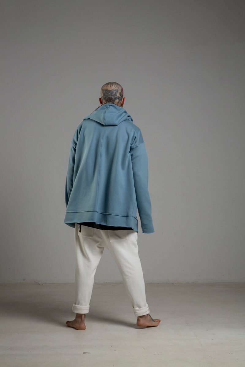 delcane niebieska bluza z kapturem TOKYO blue man tyl 1m
