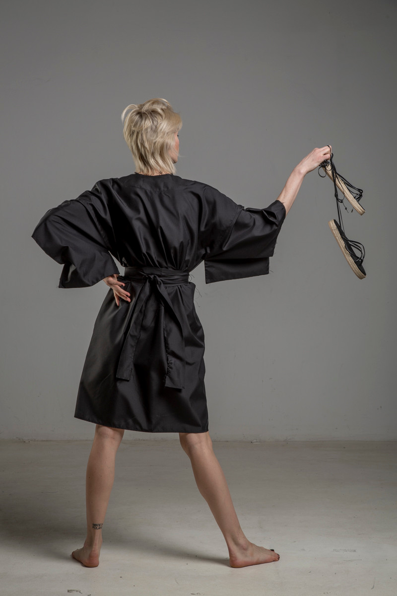 jedwabne kimono delCane TOKYO black tyl 1m