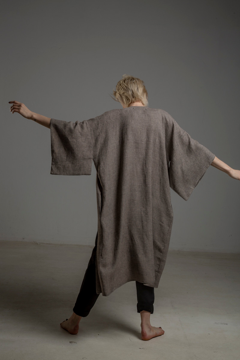 kimono lniane delCace bez Tokyo tyl 1m kimono lniane delCace bez Tokyo tyl 1m