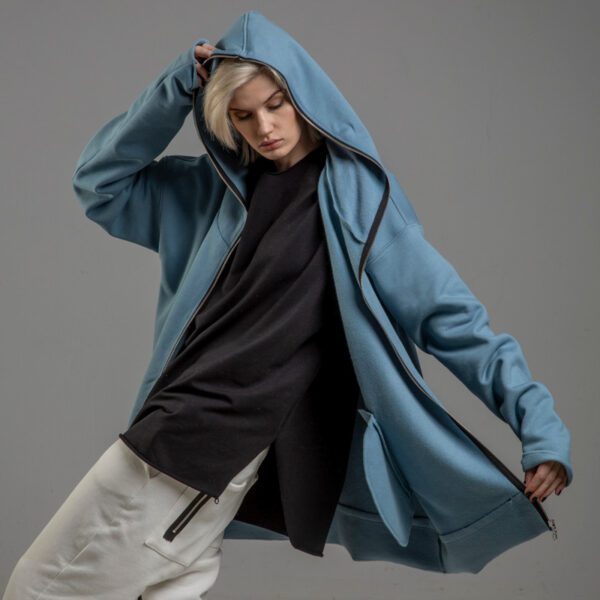 niebieska bluza delcane z kapturem TOKYO blue bok 2m