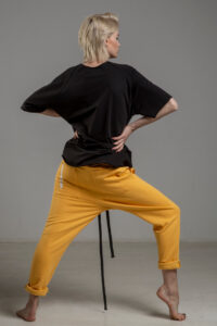 spodnie delcane zolte bawelniane TOKYO yellow tyl 1