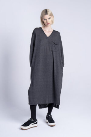 szara-długa-sukienka-kolekcja-kioto-delCane-przód-II