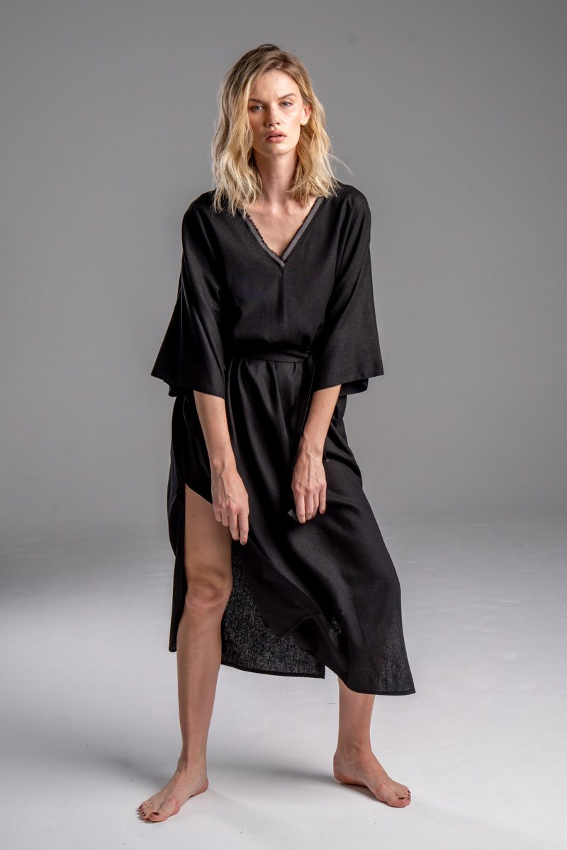 delCane-kolekcja-naha-kimono-sukienka-lniana-czarna