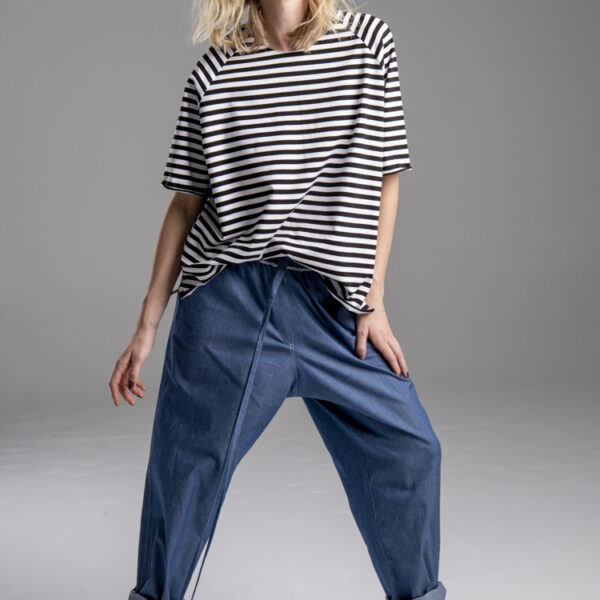 delCane-kolekcja-naha-spodnie-jeans-niebieskie-wiązane-w-pasie